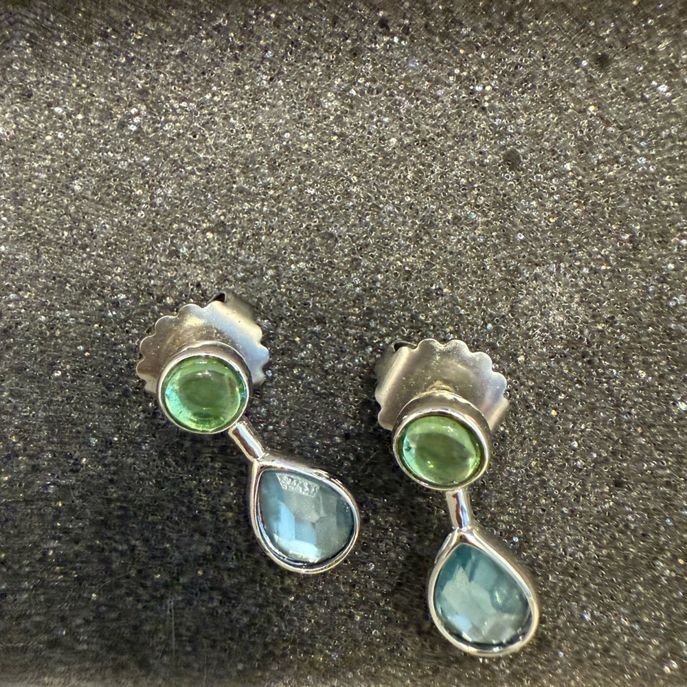 Lia Sophia Elegant Green and Blue Teardrop Earrings and necklace